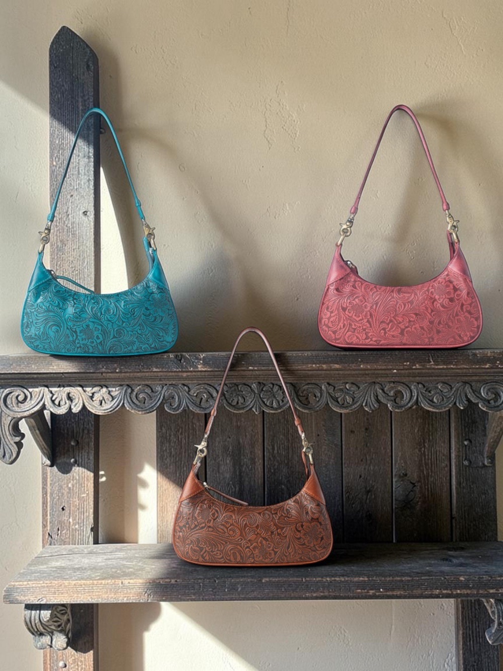 🆕 Myra Bag - Heritage - Vine Embossed - Hand-Tooled Shoulder Bag - 3 Colors